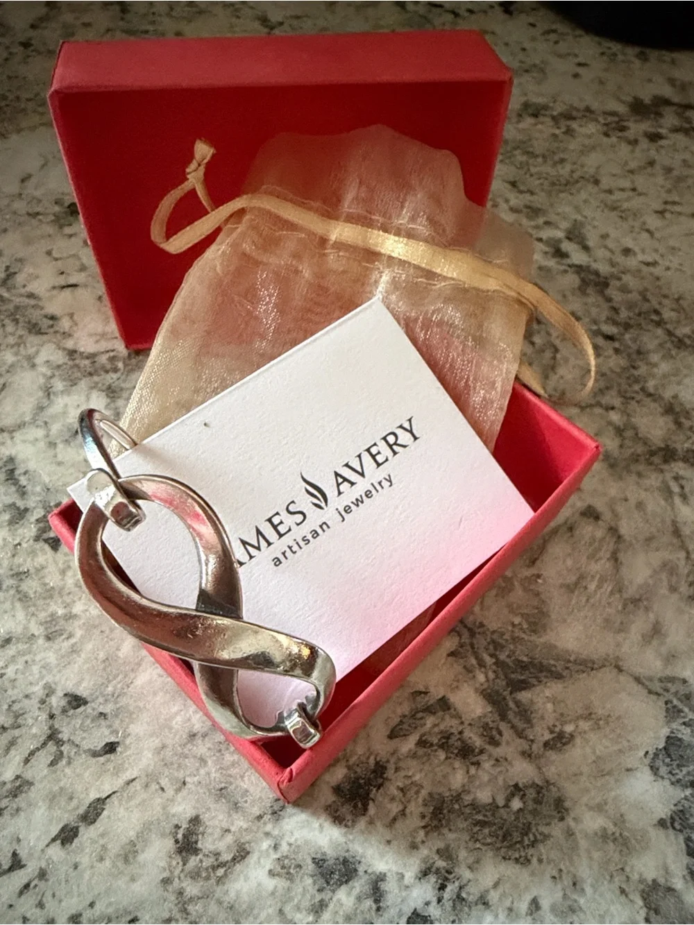 James Avery Silver Infinity loop bracelet with Red Box RETIRED